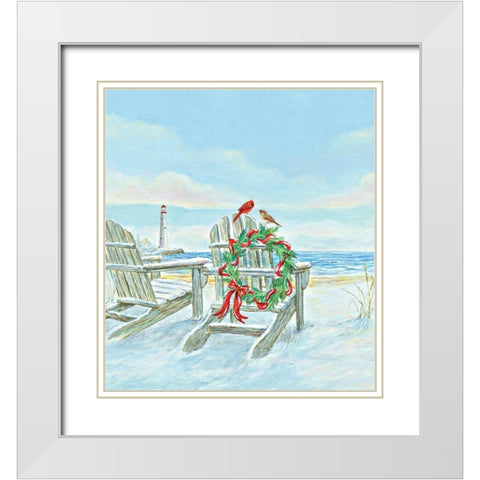 Coastal Christmas I White Modern Wood Framed Art Print with Double Matting by P.S. Art