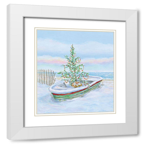 Coastal Christmas II White Modern Wood Framed Art Print with Double Matting by P.S. Art
