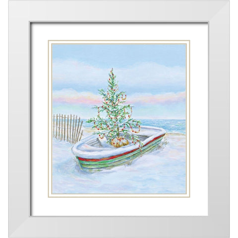 Coastal Christmas II White Modern Wood Framed Art Print with Double Matting by P.S. Art