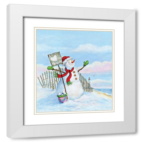 Coastal Christmas III White Modern Wood Framed Art Print with Double Matting by P.S. Art