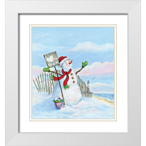 Coastal Christmas III White Modern Wood Framed Art Print with Double Matting by P.S. Art