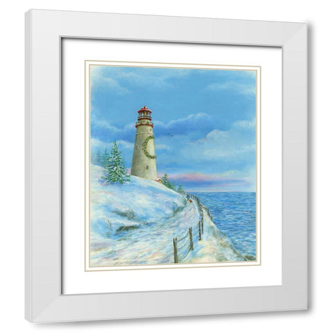 Coastal Christmas IV White Modern Wood Framed Art Print with Double Matting by P.S. Art