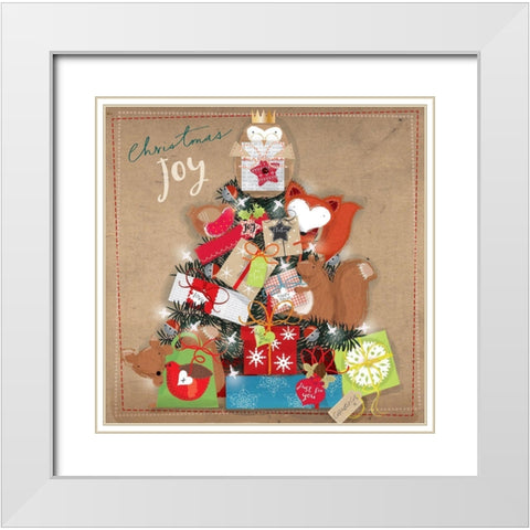 Christmas Joy White Modern Wood Framed Art Print with Double Matting by P.S. Art