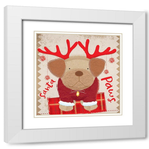 Santa paw White Modern Wood Framed Art Print with Double Matting by P.S. Art