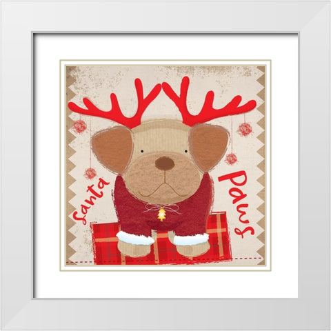 Santa paw White Modern Wood Framed Art Print with Double Matting by P.S. Art