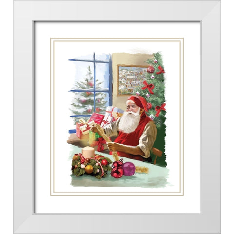 Santas Shop White Modern Wood Framed Art Print with Double Matting by P.S. Art