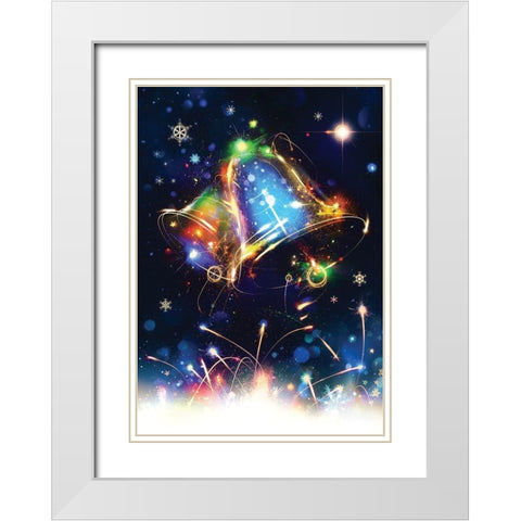 Jingle Bells White Modern Wood Framed Art Print with Double Matting by P.S. Art