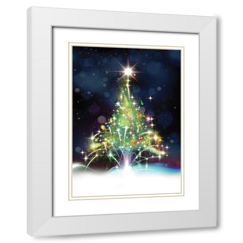 Oh Christmas Tree White Modern Wood Framed Art Print with Double Matting by P.S. Art