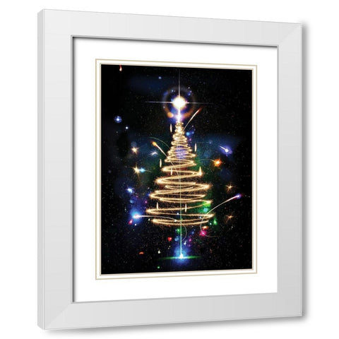 Oh Christmas Tree II White Modern Wood Framed Art Print with Double Matting by P.S. Art