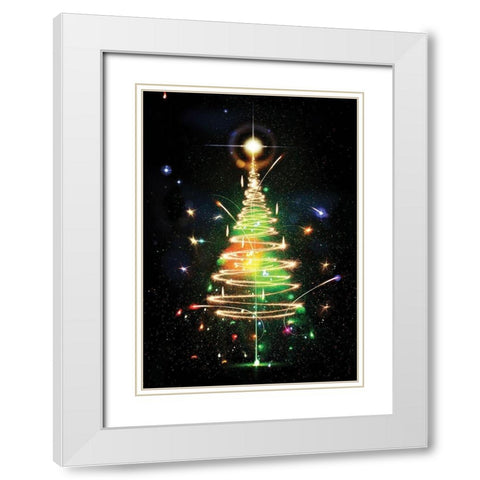 Oh Christmas Tree III White Modern Wood Framed Art Print with Double Matting by P.S. Art