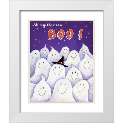 Boo! White Modern Wood Framed Art Print with Double Matting by P.S. Art