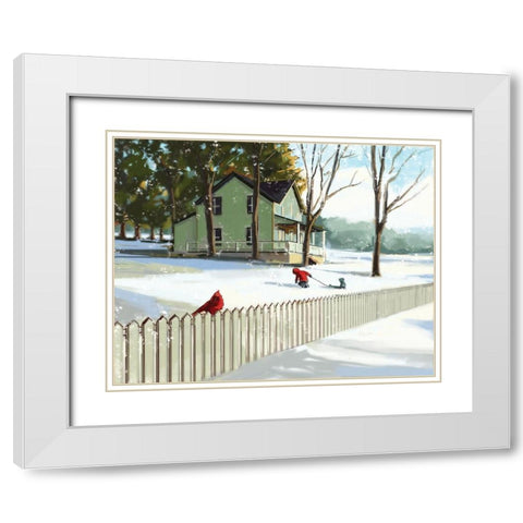 Snow Day White Modern Wood Framed Art Print with Double Matting by P.S. Art