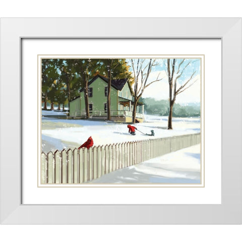 Snow Day White Modern Wood Framed Art Print with Double Matting by P.S. Art