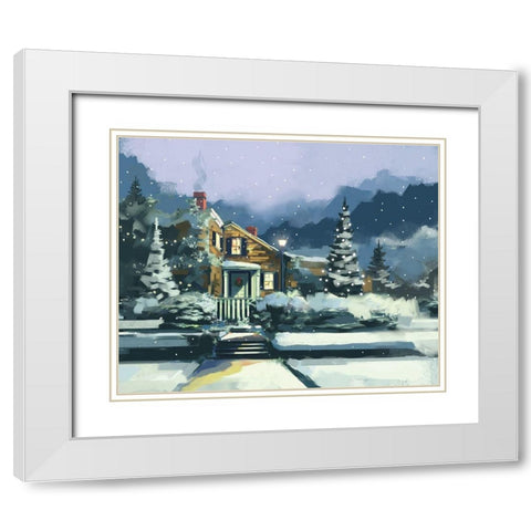 Holiday House White Modern Wood Framed Art Print with Double Matting by P.S. Art