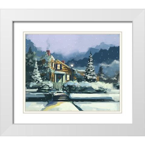 Holiday House White Modern Wood Framed Art Print with Double Matting by P.S. Art