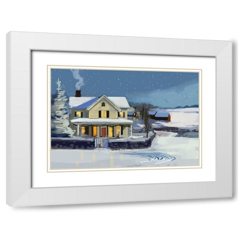 Holiday House II White Modern Wood Framed Art Print with Double Matting by P.S. Art