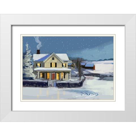 Holiday House II White Modern Wood Framed Art Print with Double Matting by P.S. Art