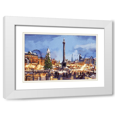 Cityscape White Modern Wood Framed Art Print with Double Matting by P.S. Art
