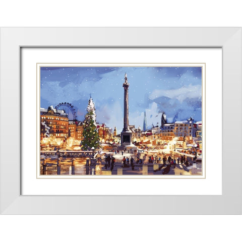 Cityscape White Modern Wood Framed Art Print with Double Matting by P.S. Art