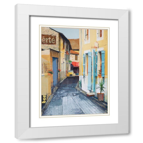 City Street White Modern Wood Framed Art Print with Double Matting by P.S. Art