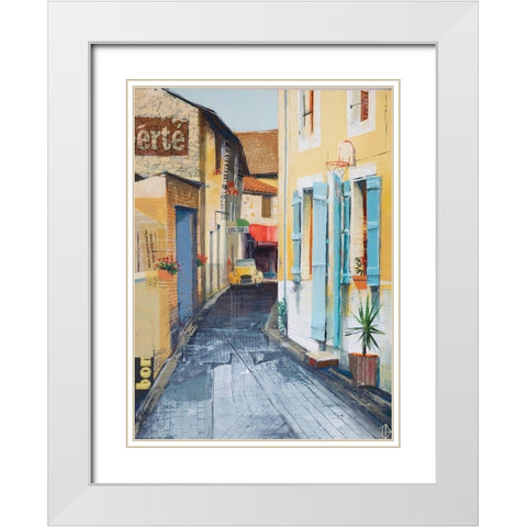 City Street White Modern Wood Framed Art Print with Double Matting by P.S. Art