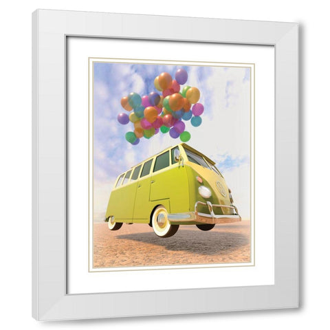 Bus White Modern Wood Framed Art Print with Double Matting by P.S. Art