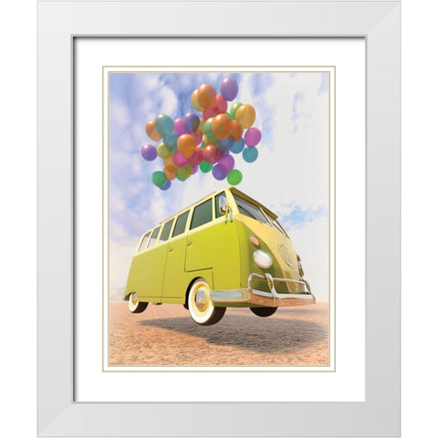 Bus White Modern Wood Framed Art Print with Double Matting by P.S. Art