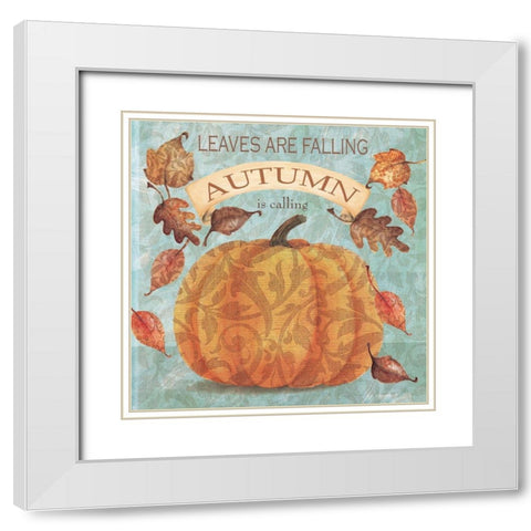 Autumn is Calling White Modern Wood Framed Art Print with Double Matting by P.S. Art