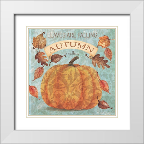 Autumn is Calling White Modern Wood Framed Art Print with Double Matting by P.S. Art