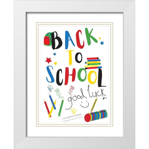Back to School White Modern Wood Framed Art Print with Double Matting by P.S. Art