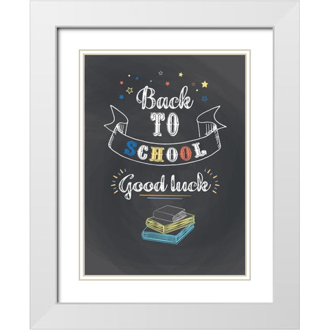 Back to School III White Modern Wood Framed Art Print with Double Matting by P.S. Art