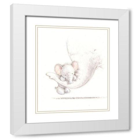 Baby Elephant II White Modern Wood Framed Art Print with Double Matting by P.S. Art