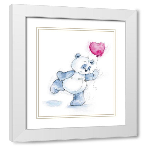 Baby Panda White Modern Wood Framed Art Print with Double Matting by P.S. Art