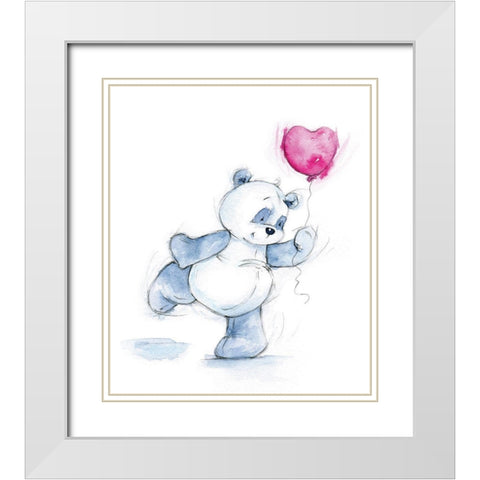 Baby Panda White Modern Wood Framed Art Print with Double Matting by P.S. Art