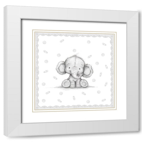 Baby Elephant IV White Modern Wood Framed Art Print with Double Matting by P.S. Art
