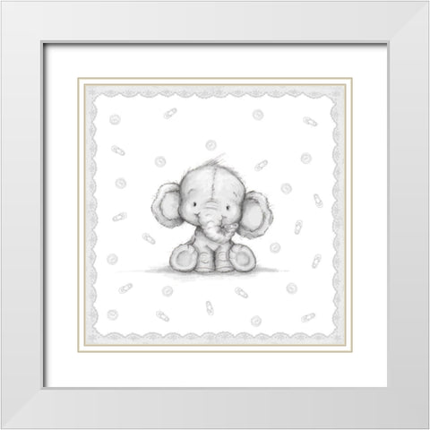 Baby Elephant IV White Modern Wood Framed Art Print with Double Matting by P.S. Art