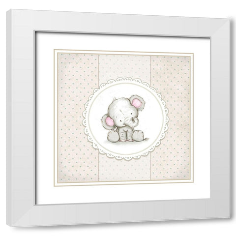 Baby Elephant V White Modern Wood Framed Art Print with Double Matting by P.S. Art