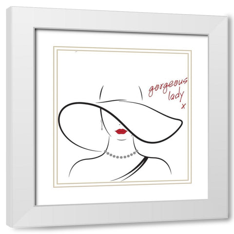 Gorgeous Lady White Modern Wood Framed Art Print with Double Matting by P.S. Art