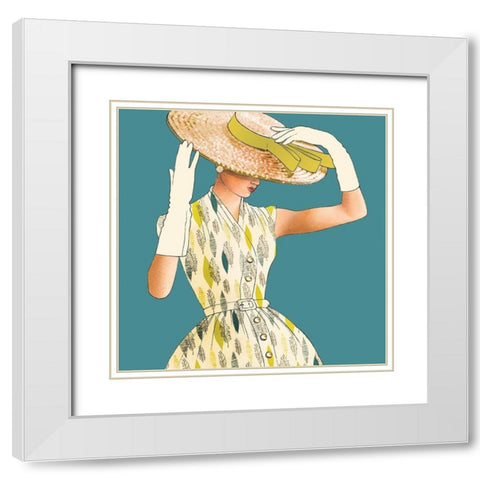 Fancy Hat White Modern Wood Framed Art Print with Double Matting by P.S. Art