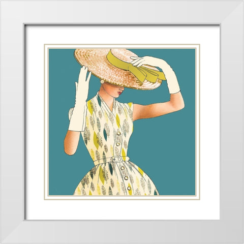 Fancy Hat White Modern Wood Framed Art Print with Double Matting by P.S. Art