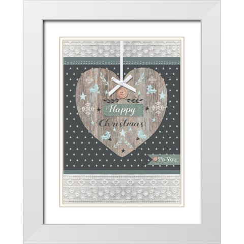 Happy Christmas White Modern Wood Framed Art Print with Double Matting by P.S. Art