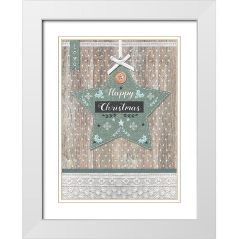 Happy Christmas White Modern Wood Framed Art Print with Double Matting by P.S. Art