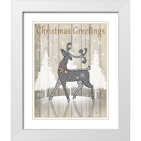 Christmas Greetings White Modern Wood Framed Art Print with Double Matting by P.S. Art