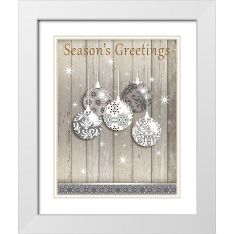 Seasons Greetings White Modern Wood Framed Art Print with Double Matting by P.S. Art