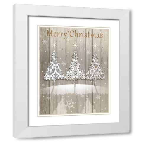 Merry Christmas White Modern Wood Framed Art Print with Double Matting by P.S. Art