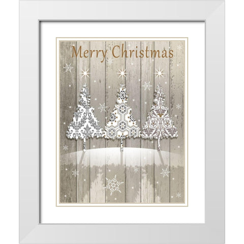 Merry Christmas White Modern Wood Framed Art Print with Double Matting by P.S. Art