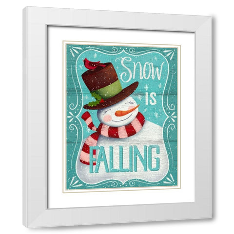 Snow is Falling White Modern Wood Framed Art Print with Double Matting by P.S. Art
