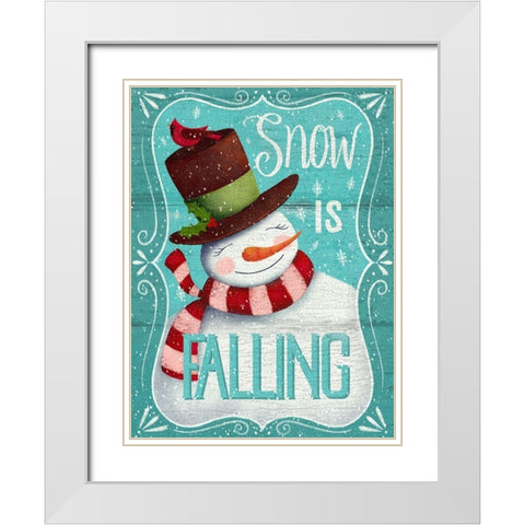 Snow is Falling White Modern Wood Framed Art Print with Double Matting by P.S. Art