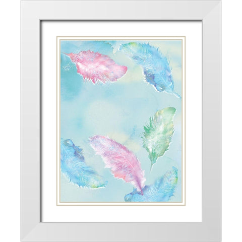 Feathers White Modern Wood Framed Art Print with Double Matting by P.S. Art