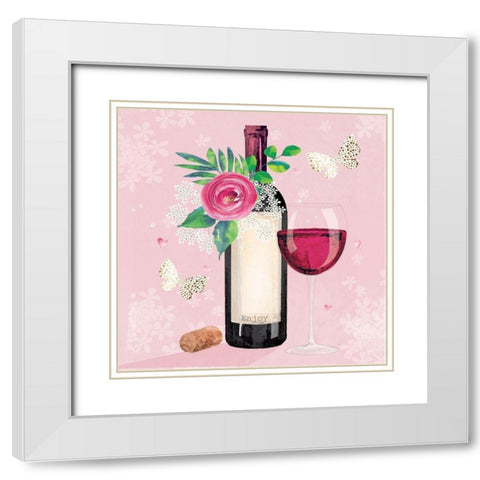 Wine III White Modern Wood Framed Art Print with Double Matting by P.S. Art